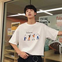 XXL ビッグシルエット プリント Tシャツ シャツ 半袖 オーバーサイズ カットソー メンズ レディース 丸首 デザイン 人気 白 ホワイト_画像8