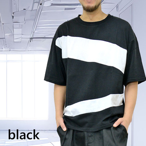 ビックシルエットパネル切替半袖Tシャツ　92452　カットソー　新品ブラックM