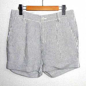 美品 JOURNAL STANDARD/ジャーナルスタンダード 麻リネン混紡 ストライプ ショートパンツ 38