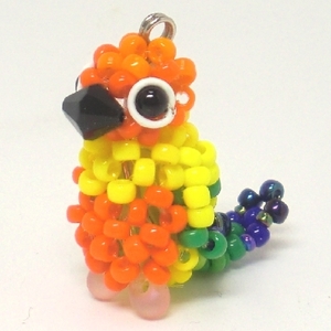 kogane Mexico parakeet beads. small bird *3WAY( strap * earphone jack * fastener charm ) atelier small bird shop san parakeet strap gold sun 