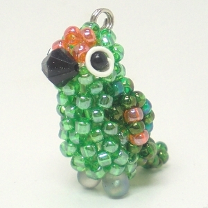z red is nenaga parakeet beads. small bird *3WAY( strap * smartphone Jack * fastener charm ) atelier small bird shop san beads parakeet strap 