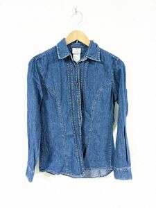 H2851Jh【Laura Ashley | ローラ アシュレイ】デニムシャツ ウエスタンシャツ ジーンズジャケット サイズ M レディース ブルー