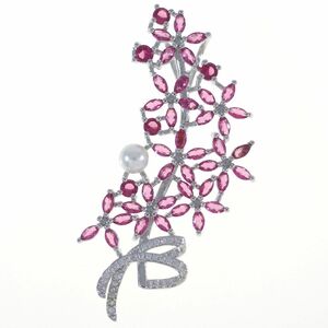 A8746*[925]* flower motif pink series load light garnet color Stone * silver Phil do* new goods pendant * necklace .*