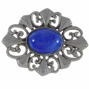 UK1113* blue Stone. decoration flower motif * flower blue series Stone England Celt * Vintage brooch *