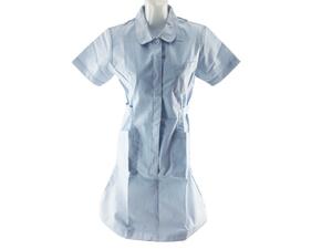 半袖 看護衣 ワンピース ブロード 医療用 看護師 介護士 S サックス 送料250円