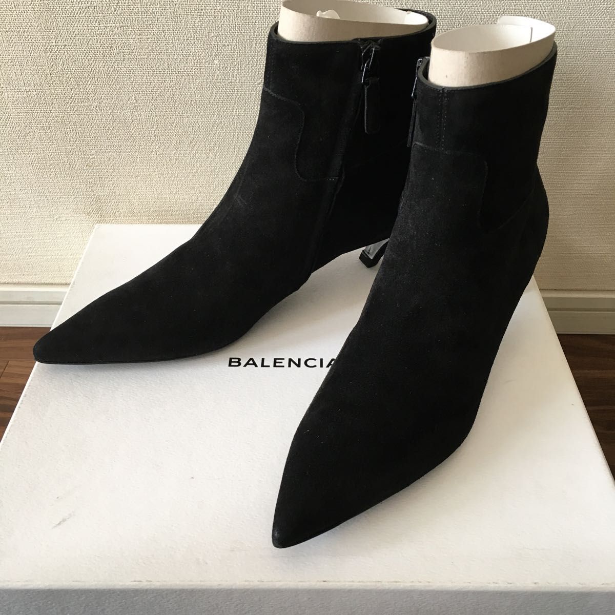 美品 バレンシアガ BALENCIAGA サイドゴア ムートン スエード レース