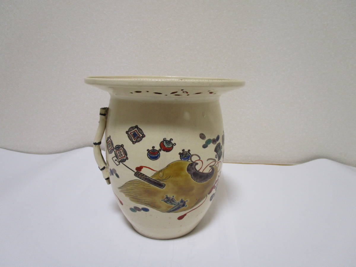 新しい季節 茶道具 仁清写 楓流絵 水指 勧修寺窯 共箱 雲錦 流水