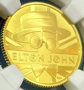 【金価格高騰】イギリス ミュージックレジェンド エルトン・ジョン25ポンドプルーフ金貨 PF69UC エリザベス ウナとライオン銀貨ではない