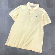 80‘s CHEMISE LACOSTE シュミーズ ラコステ 鹿子 半袖 ポロシャツ メンズ 4 Mサイズ ペールイエロー ゴルフ golf_画像1