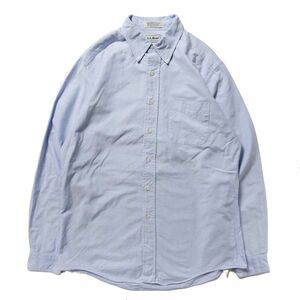 00's LLBean LLビーン コットン オックスフォード ボタンダウン シャツ (15 1/2-35) 青 無地 90年代 旧タグ オールド