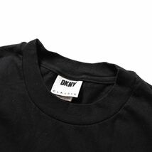 90's 00's ダナキャラン DKNY クラシック ビッグロゴ プリント コットン Tシャツ 黒 (ML位) ブラック クルーネック 90年代 旧タグ オールド_画像6