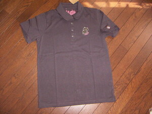  prompt decision * new goods! rough rough double nyanko polo-shirt with short sleeves charcoal cat cat 