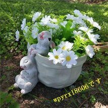 多肉植物鉢 植木鉢 プランター ウサギの植木鉢 装飾用キノコ付き ウサギちゃんの植木鉢 ペン立て ホームオフィスデスクの装飾 プレゼント用_画像1