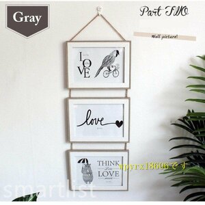  picture frame 7 -inch wooden photo frame 3 surface square photo frame ornament fashion display stylish photograph / gray 