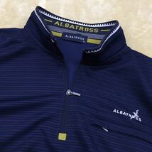 ALBATROSS アルバトロス ゴルフウェア スポーツ 半袖シャツ ハーフジップ ボーダー 刺繍ロゴ メンズ サイズLL_画像3