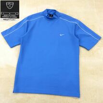 NIKE GOLF DRI -FIT ナイキ ドライフィット ゴルフウェア スポーツ ハイネック 半袖シャツ 速乾 スウォッシュ 刺繍ロゴ メンズ サイズL_画像1