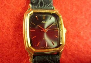 SK60X)* work properly wristwatch free shipping ( outside fixed form )*SEIKO Seiko * square shape black * lady's 