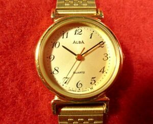 SK61J)# work properly wristwatch *SEIKO Seiko *ALBA Alba Gold specification 