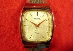 SK61Q) # work properly wristwatch *SEIKO Seiko * square shape silk eyes Gold 