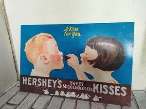 希少！HERSHEY'S　KISSES チョコレート　ブリキ看板　1998 MADE IN USA 　アンティーク　ビンテージ　レトロ