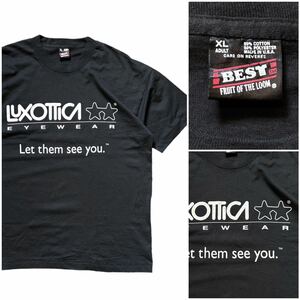 USA製 90’s フルーツオブザルーム ヴィンテージ Tシャツ 黒 ブラックXLサイズ ルックスオティカ アイウェア サングラス イタリア ロゴ