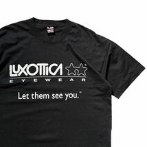 USA製 90’s フルーツオブザルーム ヴィンテージ Tシャツ 黒 ブラックXLサイズ ルックスオティカ アイウェア サングラス イタリア ロゴ_画像4