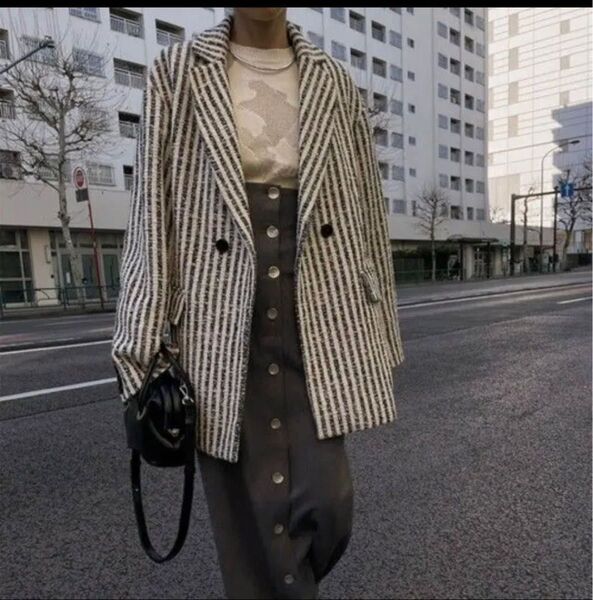 ameri vintage GIOLICA STRIPE TWEED JACKET