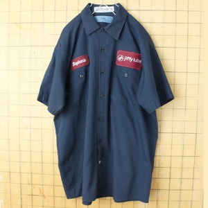 90 -е годы 90 -х США США Cintas Wappen Workshirt Navy Blue Men L с коротким рукавом американский США