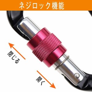 ライトグレー(2個入り) カラビナ 新版ロックカラビナ 25KN(2500kg) Dリング スリング CE認証 超軽量63g の画像4