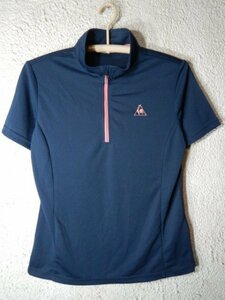 ｎ8453　le coq sportif　ルコック　スポルティフ　レディース　半袖　ジップ　デザイン　シャツ　tシャツ　人気　スポーツ　送料格安