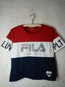 n8447　FILA　フィラ　レディース　半袖　切り替え　ロゴ　デザイン　tシャツ　部分メッシュ　人気　送料格安