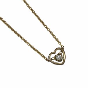 23-1402 Coach heart motif necklace approximately 45cm Gold color rhinestone accessory lady's for women 