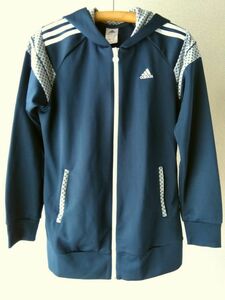  lady's old clothes B431#L size # navy blue color Adidas jersey on Parker long height 