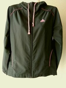  lady's old clothes B442#L size # black color Adidas nylon series Parker thin jersey * spring summer autumn for 