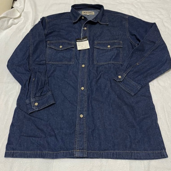 新品 INCA CAMEL★インカキャメル 長袖 オーバーサイズ チーフシャツ サイズM デニムシャツ