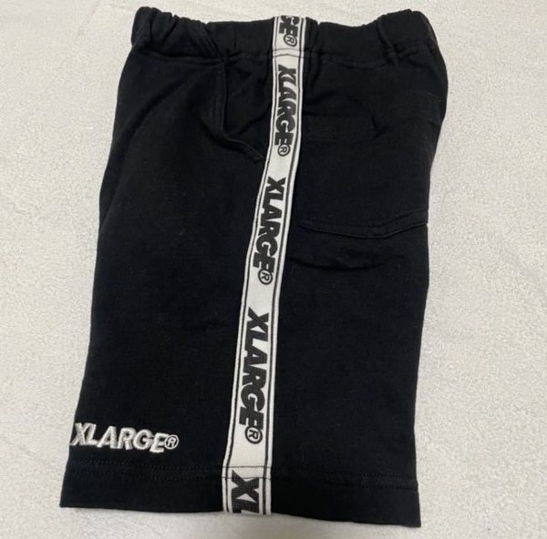 エクストララージ XLARGE 大きめ120 黒 ハーフパンツ ウエスト調節可能 総丈36