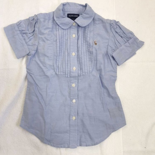 女の子　ラルフローレン RALPH LAUREN キッズ 子供服 ボタンダウン コットンシャツ 7 ブルー 120