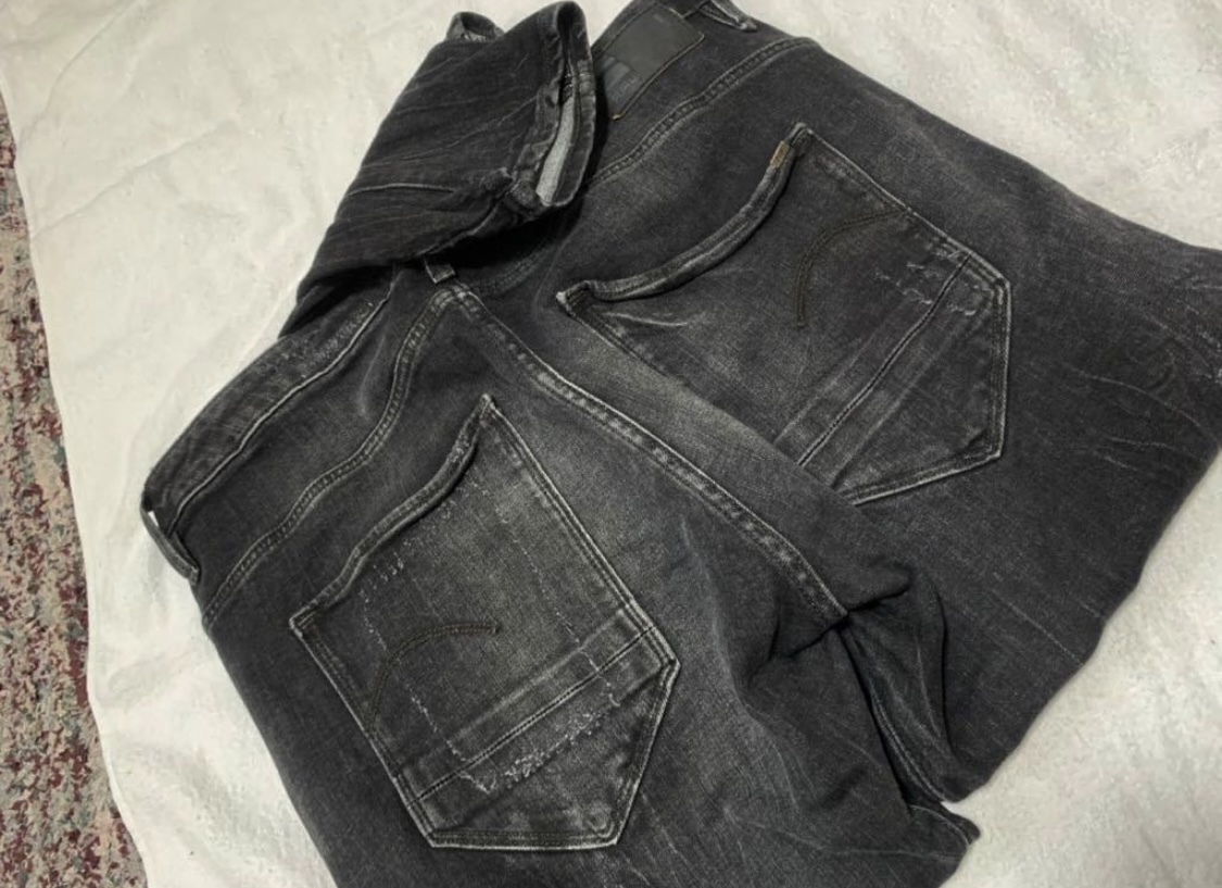 ジースター ロウ G-STAR RAW 3301 ジーンズ デニム W26 ブラック系 USED加工 デニムパンツ ジースター ロウ G-STAR RAW 3301 ジーンズ デニム W26 ブラック系 USED加工 デニムパンツ
