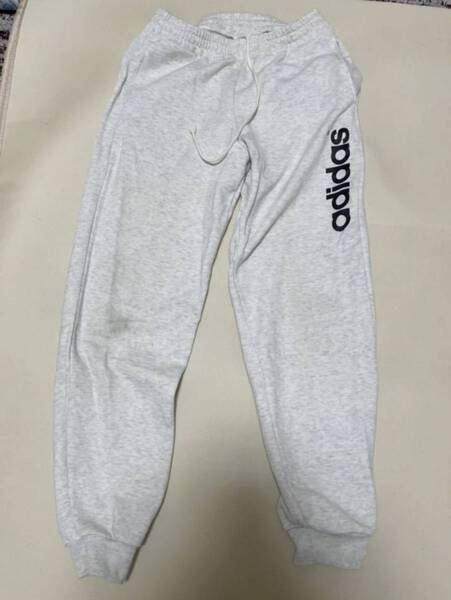 adidas アディダス スウェット パンツ ジョガーパンツ テーパード 150 霜降りホワイト