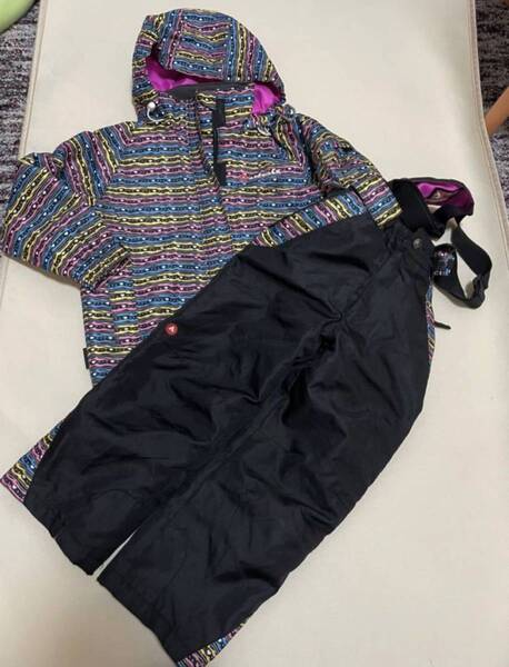美品!スキーウエア AIR WALK 女の子用 120 黒系 スキー教室で一度使用
