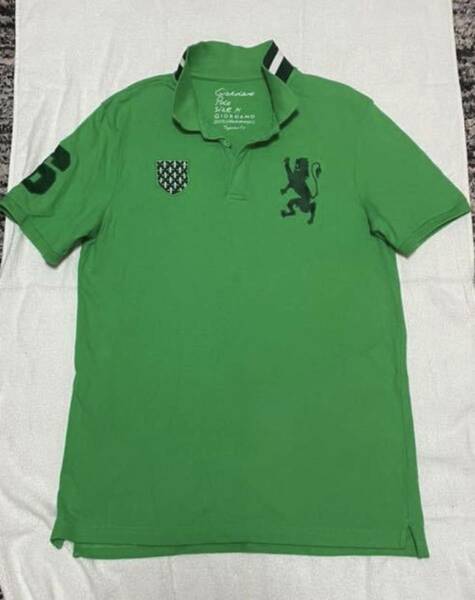 GIORDANO ジョルダーノ ライオン刺繍 グリーン 緑 半袖ポロシャツ Mサイズ
