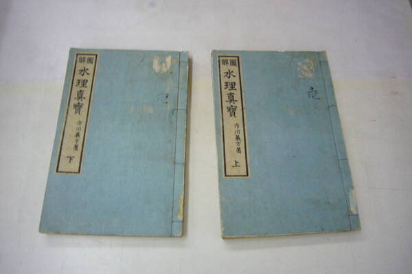 明治30年 絵入 銅板刷 市川義方著 「図解 水理真宝」 上下巻揃 印あり 博文館蔵版 送料無料