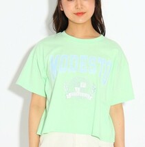 新品　PINK-latte 【コットン100%/毛玉になりにくい】エンブレム入りBIGロゴカレッジTシャツ 　ライトブルー(091)　15(150cm)　定価2189円_画像4