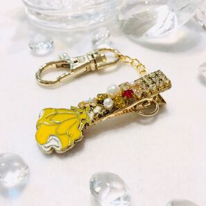 送料無料●美女と野獣 ビジュー バッグ キークリップ (キーホルダー)●ハンドメイド / ドレス 童話 お姫様
