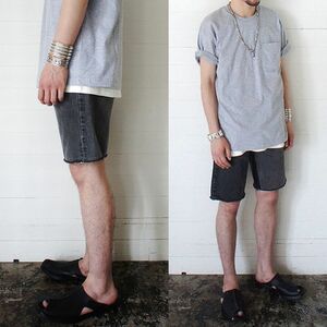  обычная цена 17,280 иен HEXICOhekisikoDeformer Shorts Left to Right 2-tone Shorts ex.us made 501 Levi's Denim переделка шорты 