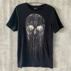 ZARA ザラ　メンズ　Tシャツ　ロゴTシャツ　黒Tシャツ　メンズTシャツ　コットン100% スカル　お洒落　Sサイズ