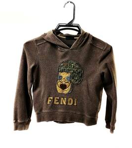 [ prompt decision ]*FENDI Fendi Kids Parker 6A dark brown series Italy made cotton & polyurethane 