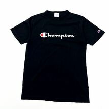 Champion ☆ 人気◎ フロントロゴ◎ 半袖 Tシャツ ブラック M 定番 着回し◎ スポーツ アメカジ ストリート 古着MIX チャンピオン■BD203_画像2