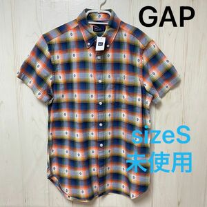 【新品未使用】GAP 半袖シャツ S チェック カラフル 柄