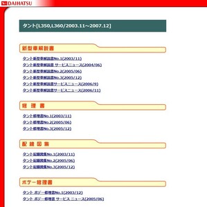 ★111★ タント L350S L360S サービスマニュアル (解説書 修理書 配線図集)＋パーツリスト2024年CD版 印刷可 F